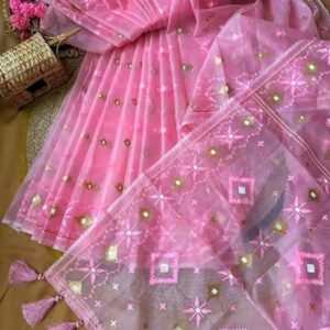 Half Silk Jamdani Print Saree